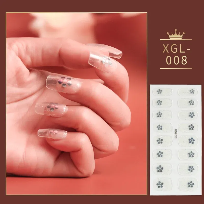 Color: Dark Grey - 1 Sheet Glitter Nail Stickers Nail Art Polish Stickers Nail Tips Nail File Adhesive Wraps Manicure Decal Strips Drop Shipping