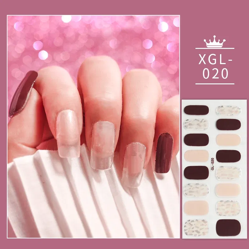 Color: Dark Grey - 1 Sheet Glitter Nail Stickers Nail Art Polish Stickers Nail Tips Nail File Adhesive Wraps Manicure Decal Strips Drop Shipping