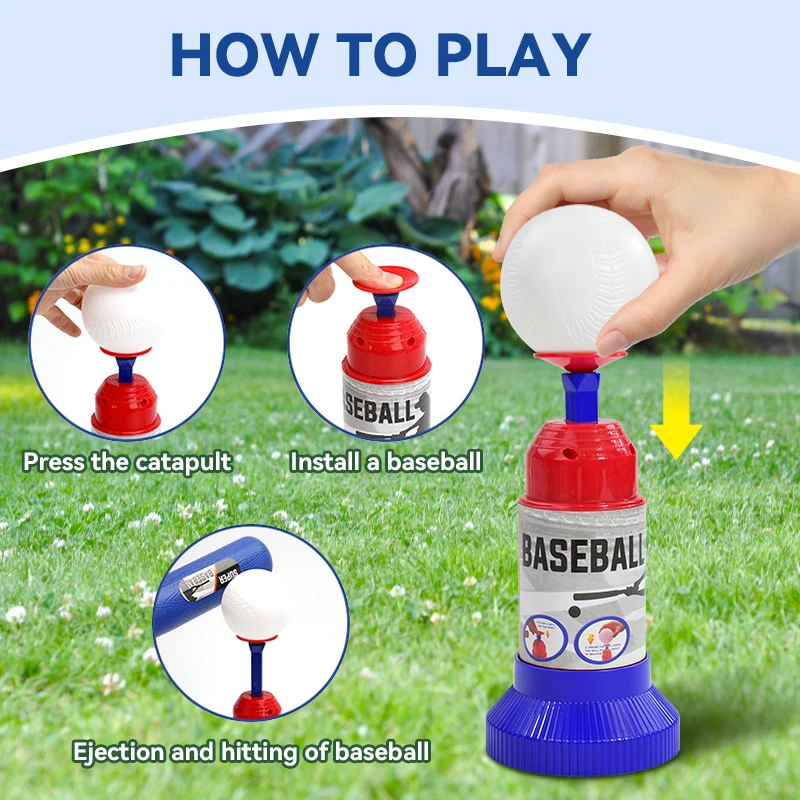 Color: WHITE - Children Baseball Ball Toys Games for 3+Year,Adjustable Automatic Pitching Baseball Machine Toy Sets for Kids Outdoor Toys Gift