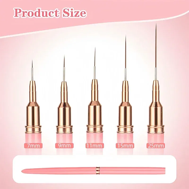 Color: DEEP BLUE - 1Pcs French Stripe Nail Art Liner Brush Set Pink Tips Ultra-thin Line Drawing Pen Carved UV Gel Painting Brushes Manicure Tools