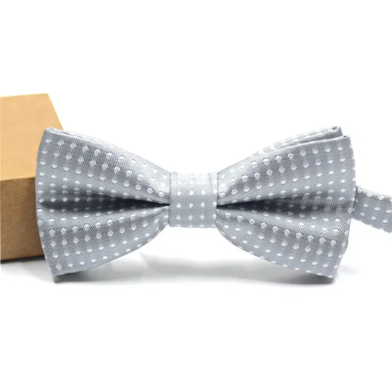 Color: WHITE - Korean Formal Dress Dots Bow Ties For Kids Business Bowknot Bridegroom Best Man Bowties Polka Dot Butterfly Cute Neckties Gift