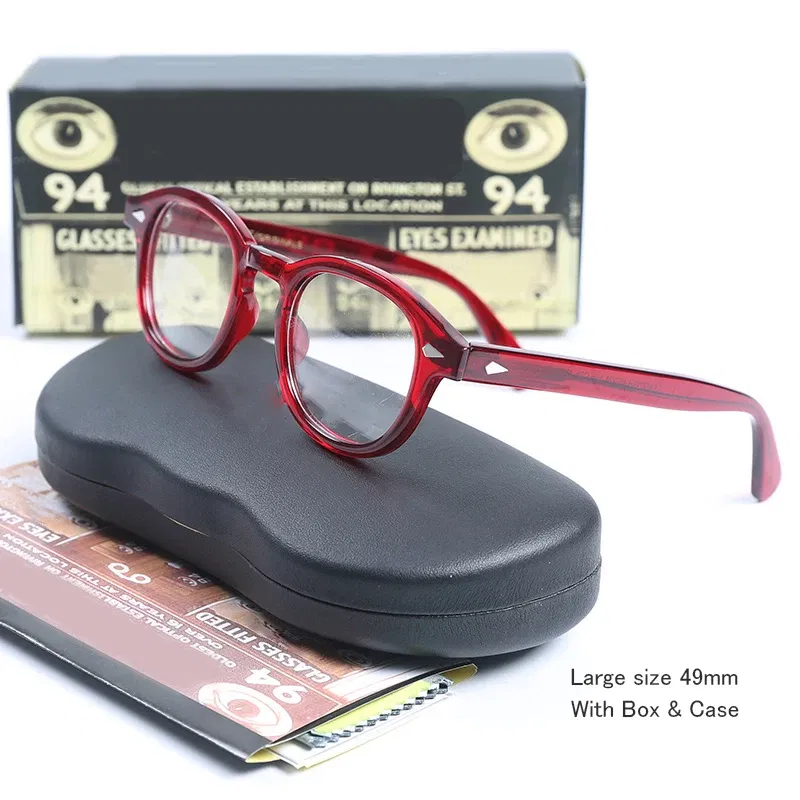 Frame Color: Coffee, Prescription Type: Single Version, Lens Index: 1.56, Lens Function: Anti Blue Ray - Customized Prescription Glasses Men Frame Johnny Depp Lemtosh Photochromic Anti-Blue Light Myopia Hyperopia Round Eyeglasses