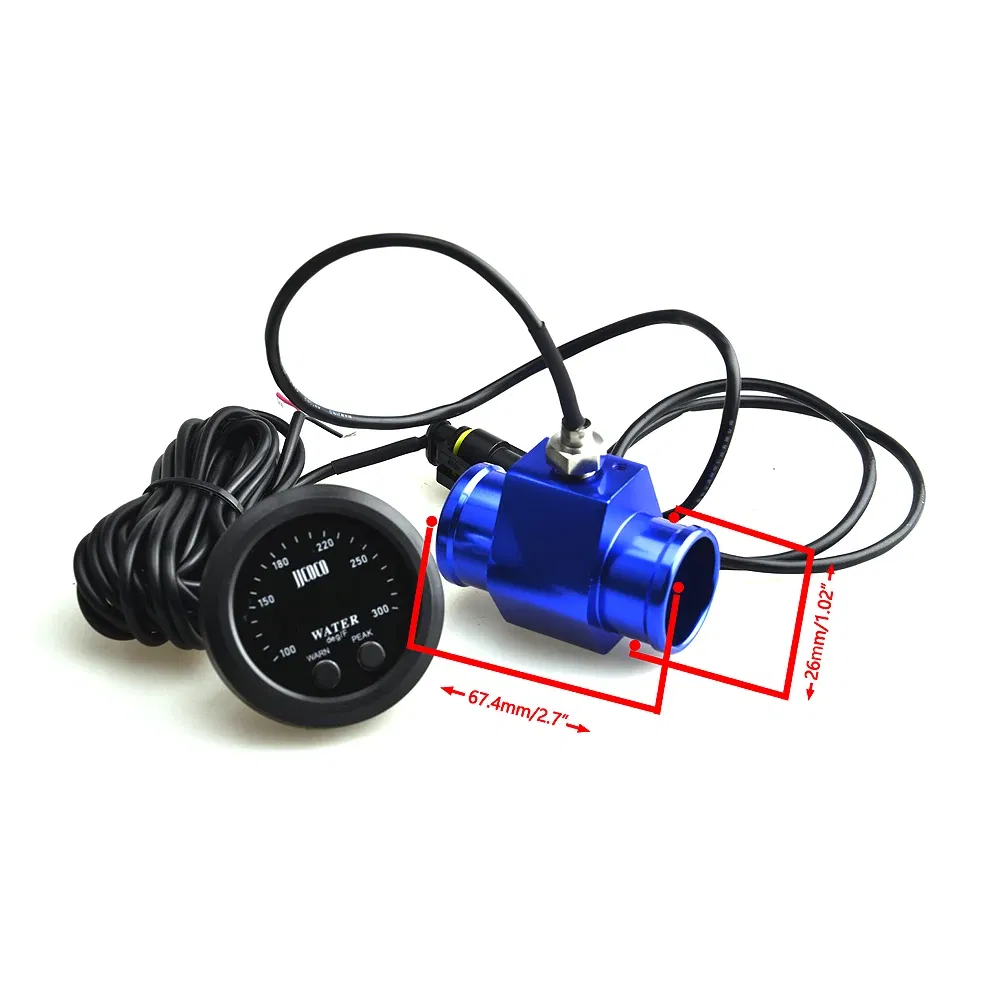 Color: Dark Grey - 52MM 12v Racing Car Ultra-thin Water Temperature Gauge And Water Temp Joint Pipe Sensor Adapter 1/8NPT