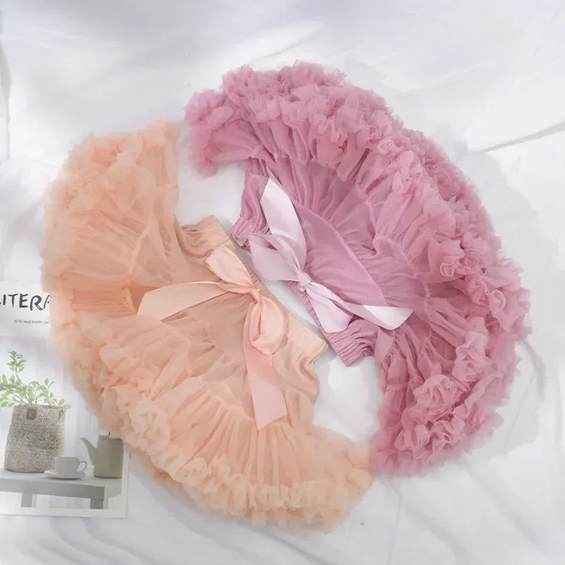 Color: PURPLE, Kid Size: 3T - Baby Girls Tulle Tutu Skirt Ballerina Pettiskirt Fluffy Children Ballet Skirts For Party Dance Princess Girl Tulle Clothes 1-10Y