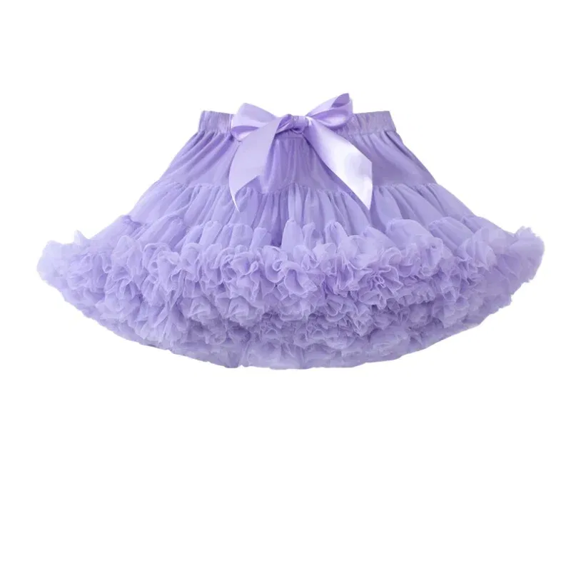 Color: PURPLE, Kid Size: 3T - Baby Girls Tulle Tutu Skirt Ballerina Pettiskirt Fluffy Children Ballet Skirts For Party Dance Princess Girl Tulle Clothes 1-10Y