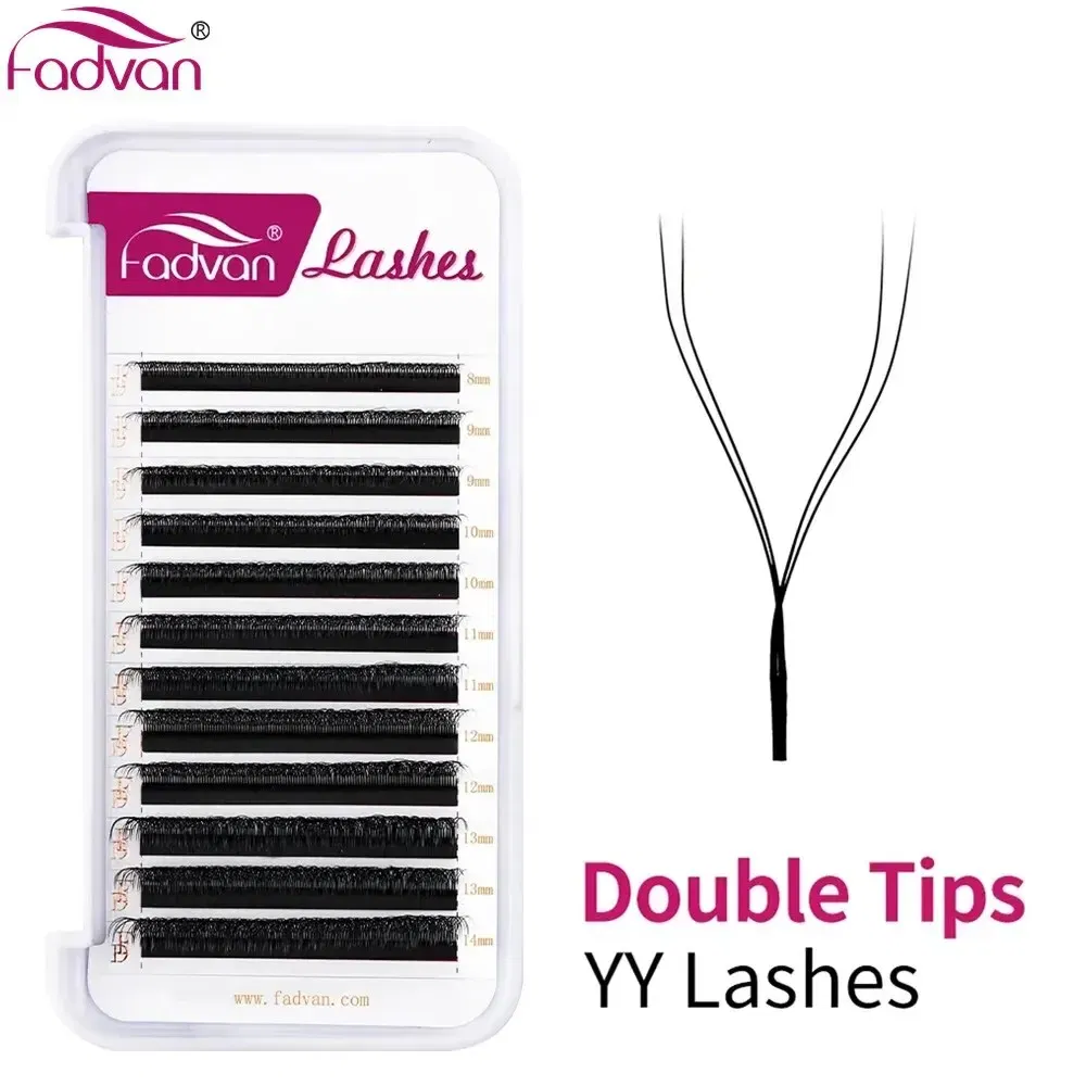 Thickness: 0.07mm, Curl: D, Length: 9mm - FADVAN YY Shape Lashes 2D 0.07 Faux Mink C/D/8-14mm Natural Soft Brazilian Eyelash Premade Volume Fan Lashes Extension