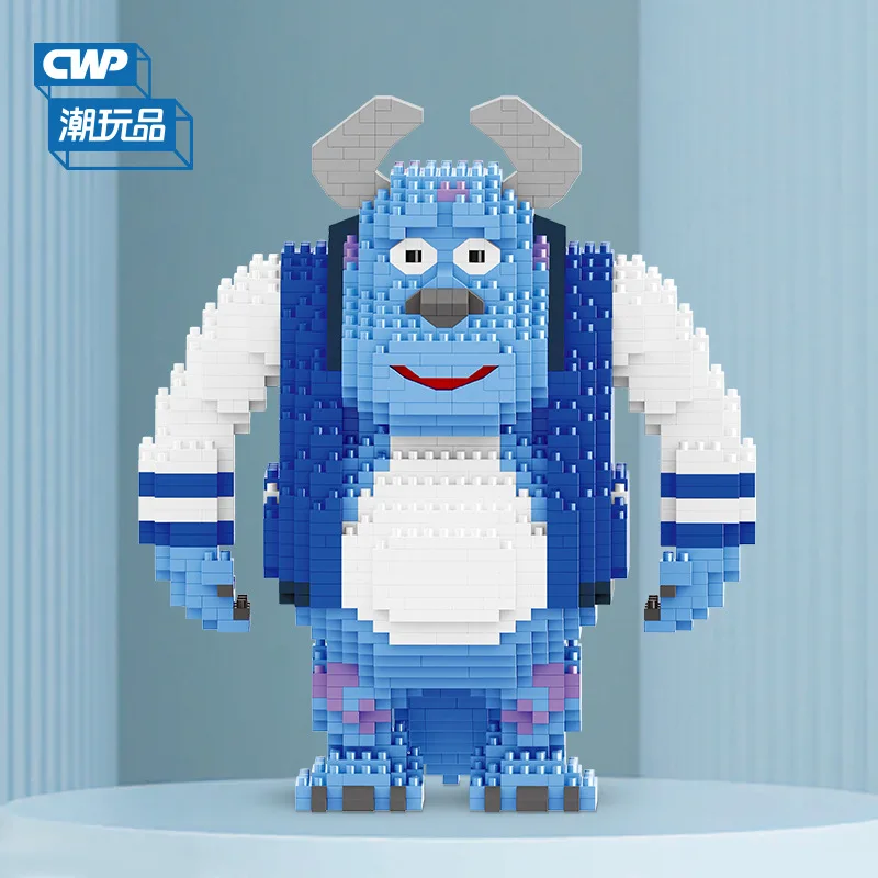Color: Wood, Size: S - Monster University Micro Building Blocks James Mike Model Anime Diamond Mini Brick Figure Toy For Christmas Gift