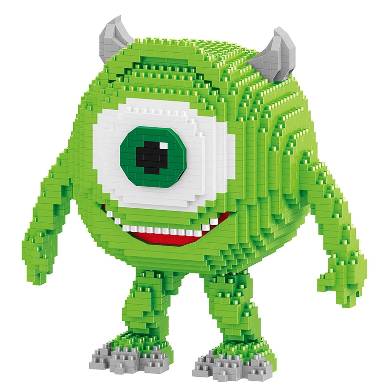 Color: Wood, Size: S - Monster University Micro Building Blocks James Mike Model Anime Diamond Mini Brick Figure Toy For Christmas Gift
