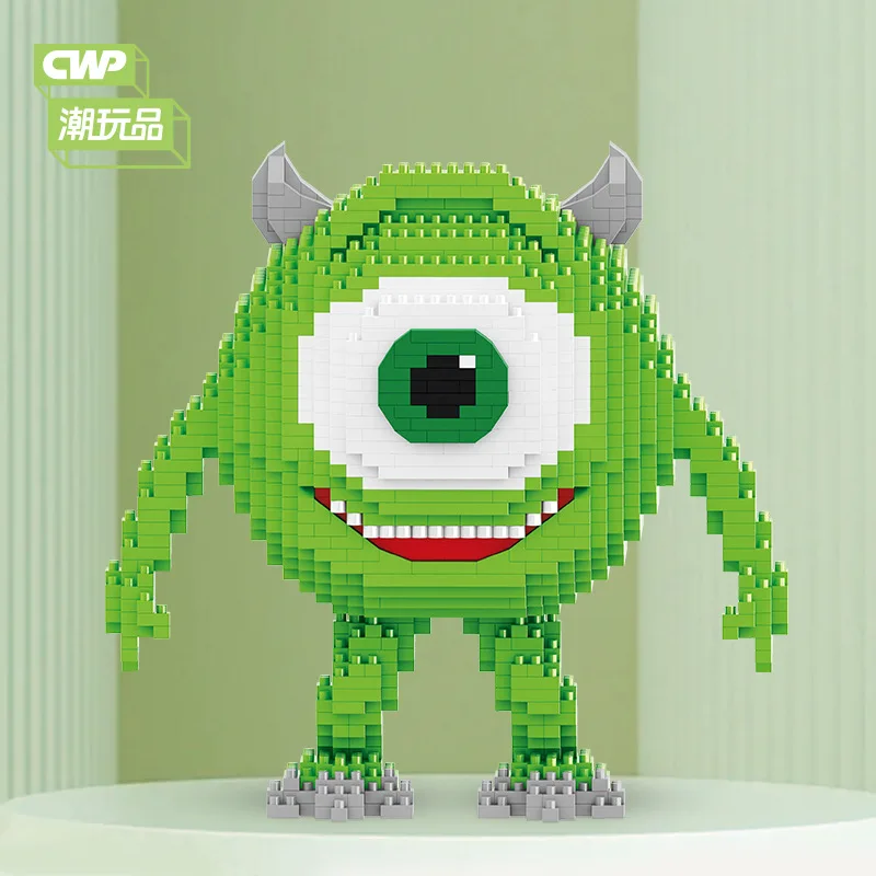 Color: Wood, Size: S - Monster University Micro Building Blocks James Mike Model Anime Diamond Mini Brick Figure Toy For Christmas Gift