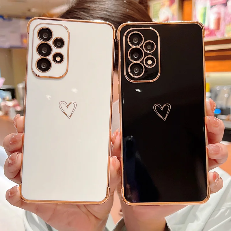 Color: Ivory, Compatible-Phone Models: For iPhone 13 Mini, Ships From: CHINA - Electroplating Love Heart Phone Case For Samsung Galaxy S25 S24 Ultra S23 S22 A13 A14 A52 A53 Protect Lens Shockproof Back Cover