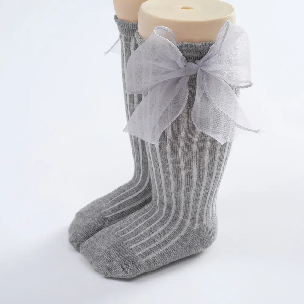 Color: GRAY, Kid Size: 3M, Ships From: CHINA - Jlong Toddler Cotton Solid Color Crew Socks Baby Girls Bow Tie Socks Kids Girls Cute Princess Socks 0-3 Years