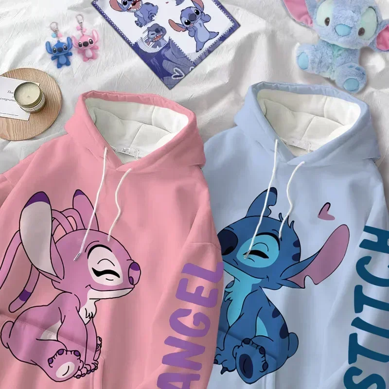 Color: Orange, Size: 6T - Disney Hoodie Fashion Stitch Angel Monster Letter Cartoon Sweatshirt Pullover Cute Harajuku Unisex Women's Pocket Top