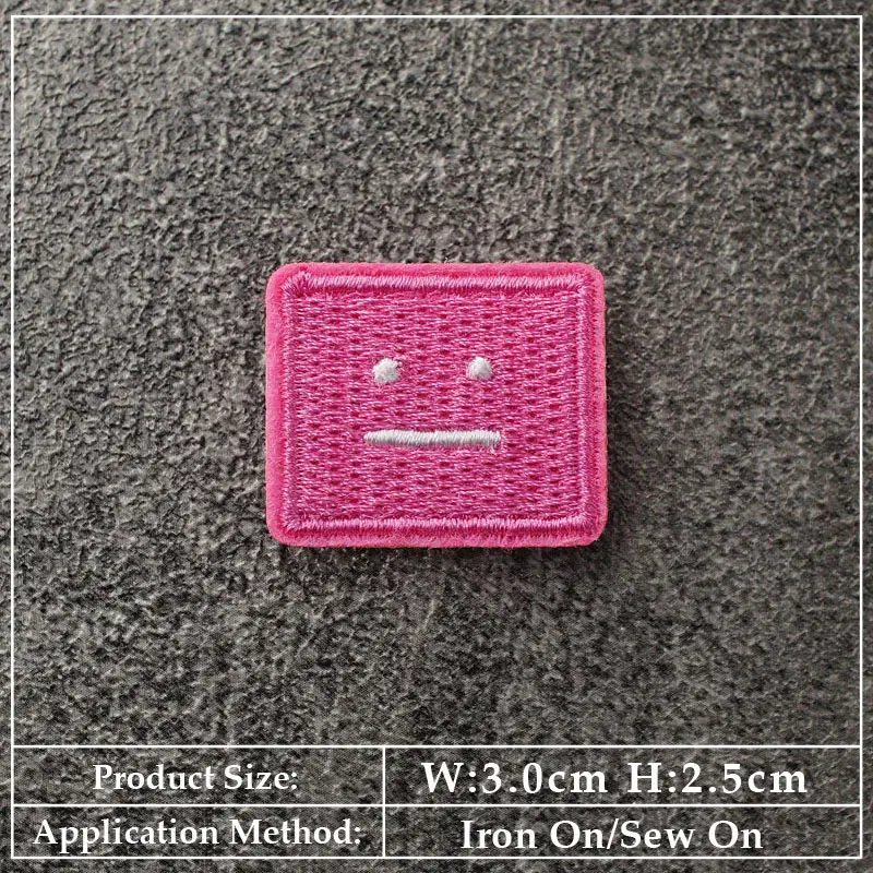 Color: antique silver - Square Expression Embroidered Applique Patches Fabric Garment Apparel Clothing Accessories Embroidery Badges Pink Black White