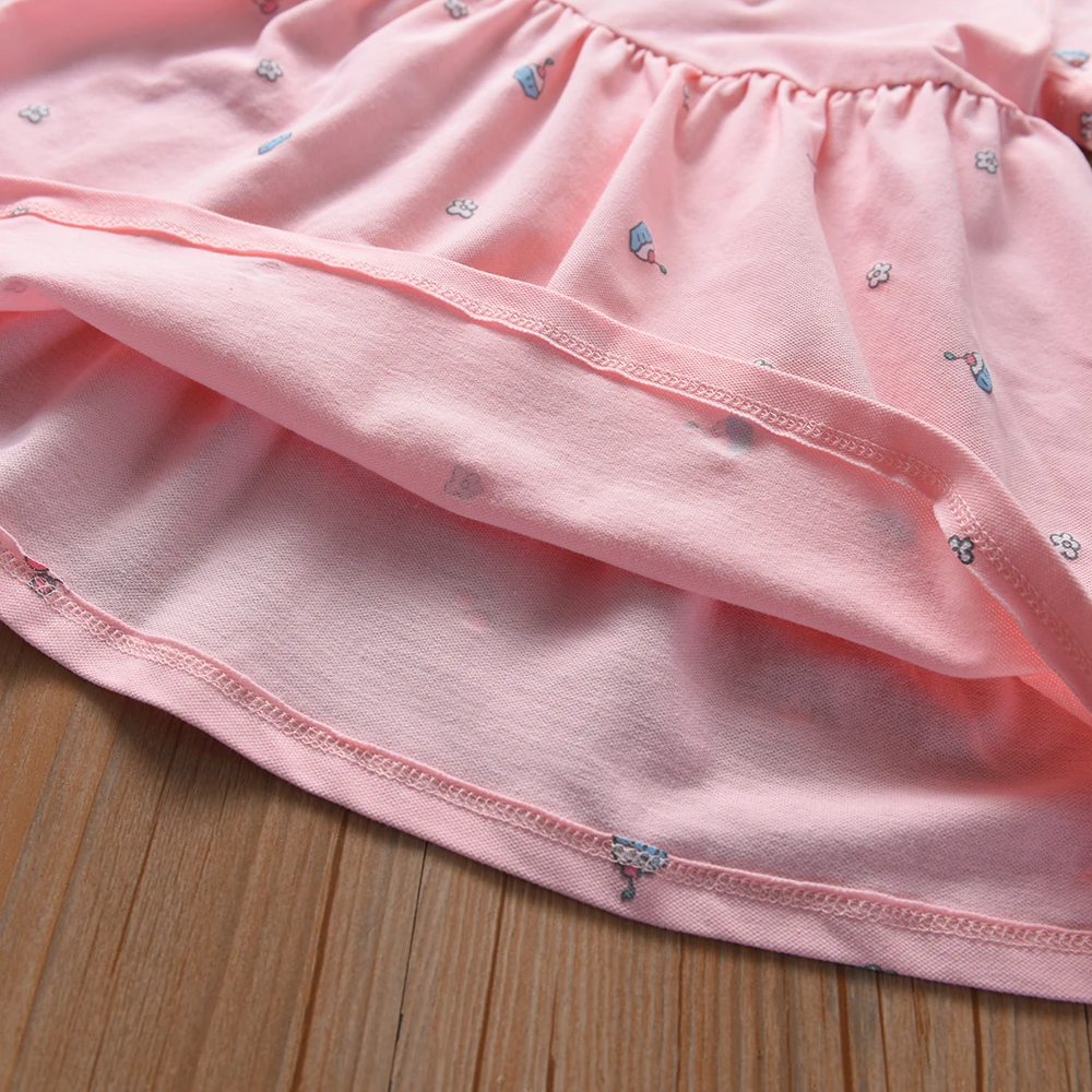 Baby Girls' Dress Summer Short Sleeved Cotton Clothes for Children Aged 2-6 Years Cute Casual Outfit