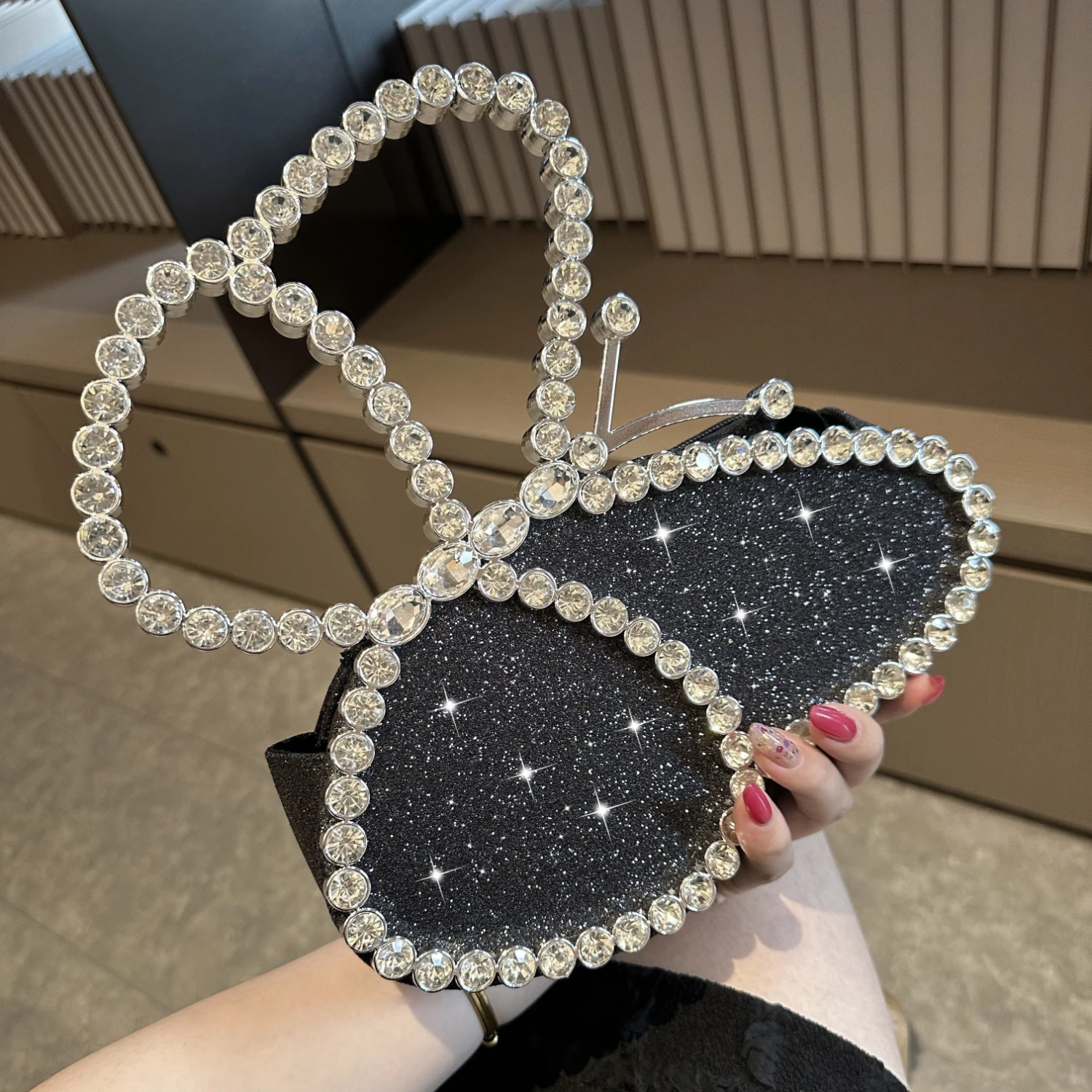 Color: Bronze, Ships From: CHINA - Rhinestone  Glitter Evening Clutch, Elegant Sparkly Sequin Handbag With Chain, Classic Creative Purse For Valentine's Day, Weddi