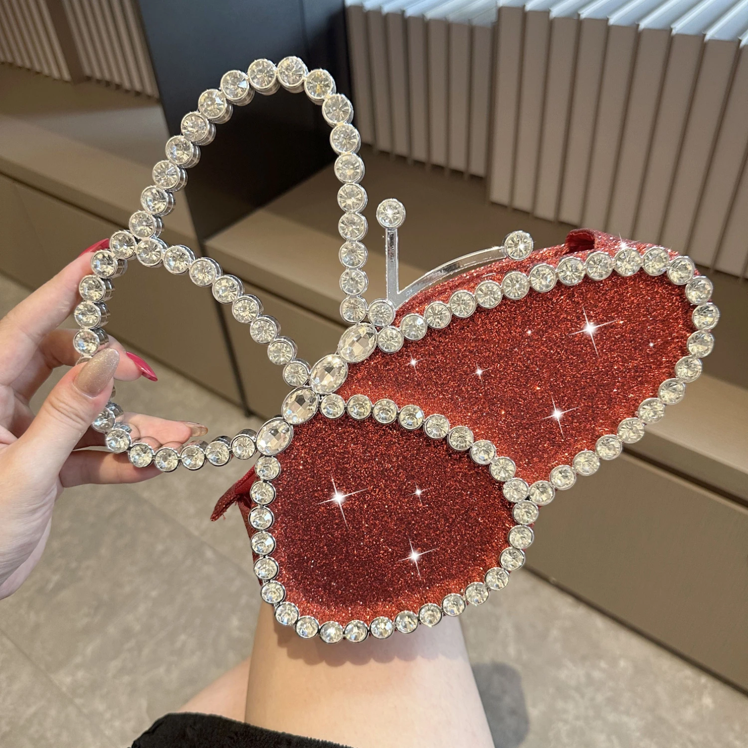 Color: Bronze, Ships From: CHINA - Rhinestone  Glitter Evening Clutch, Elegant Sparkly Sequin Handbag With Chain, Classic Creative Purse For Valentine's Day, Weddi