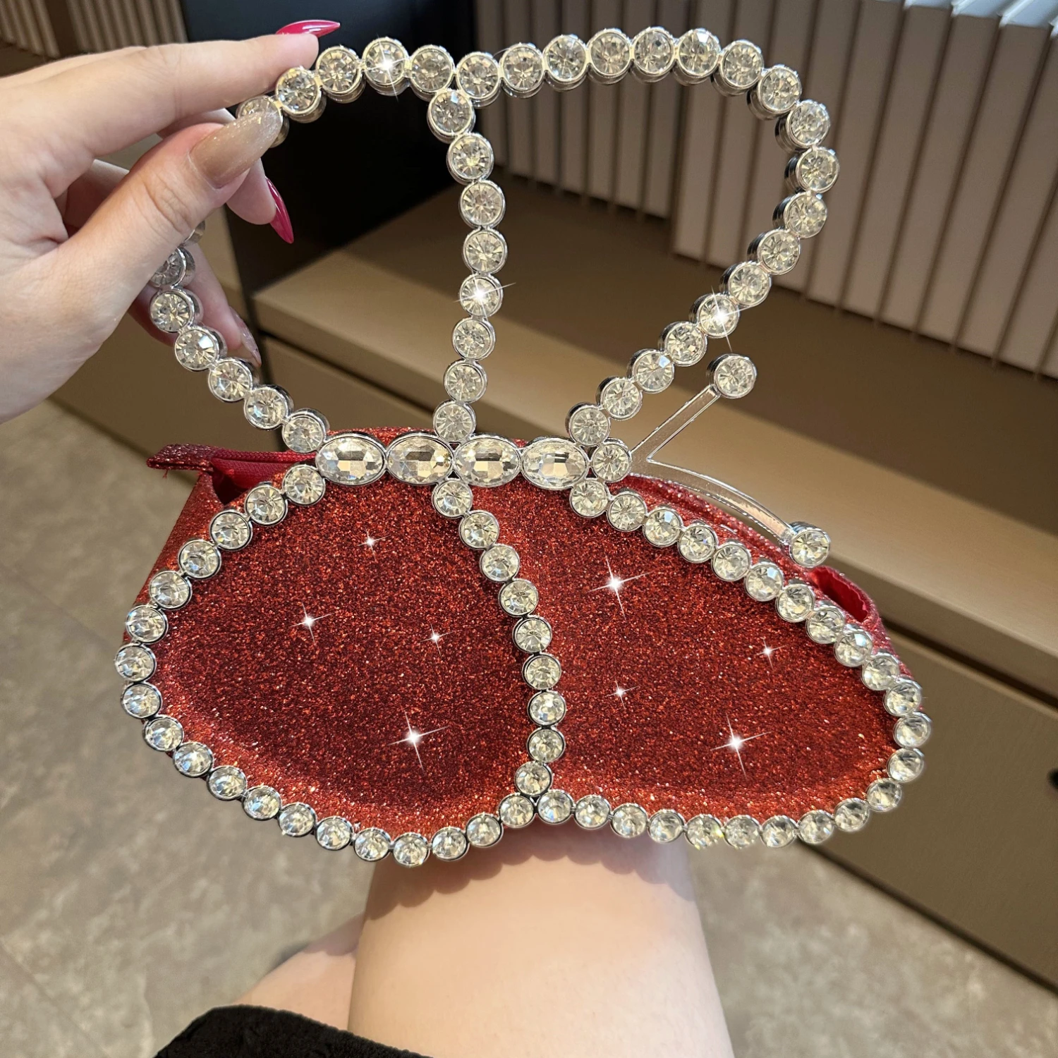 Color: Bronze, Ships From: CHINA - Rhinestone  Glitter Evening Clutch, Elegant Sparkly Sequin Handbag With Chain, Classic Creative Purse For Valentine's Day, Weddi