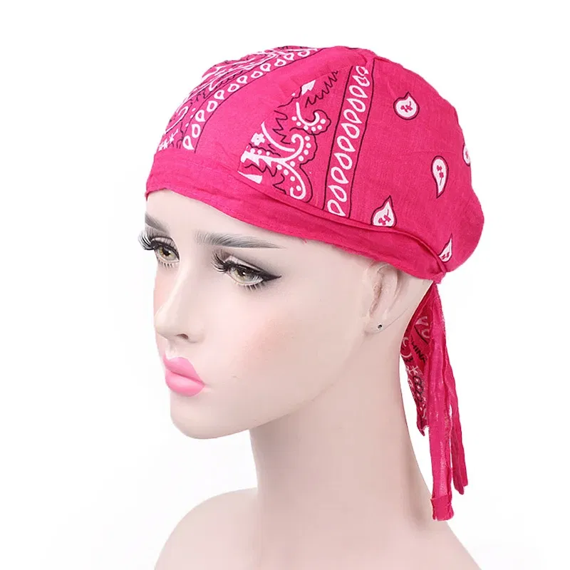 Color: SKY BLUE - Cotton Cycling Pirate Bandana Men Women Headwraps Bike Headband Headcloth Sweat Wicking Beanie Hip-hop Turban Head Scarf