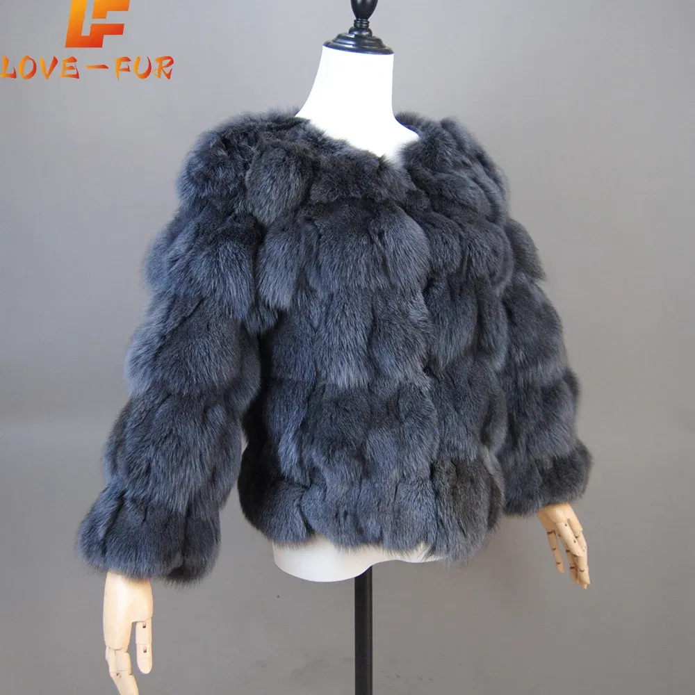 Color: Beige, Size: XXL - 2025 New Style Real Fur Coat 100% Natural Fur Jacket Female Winter Warm Leather Fox Fur Coat High Quality Fur Vest
