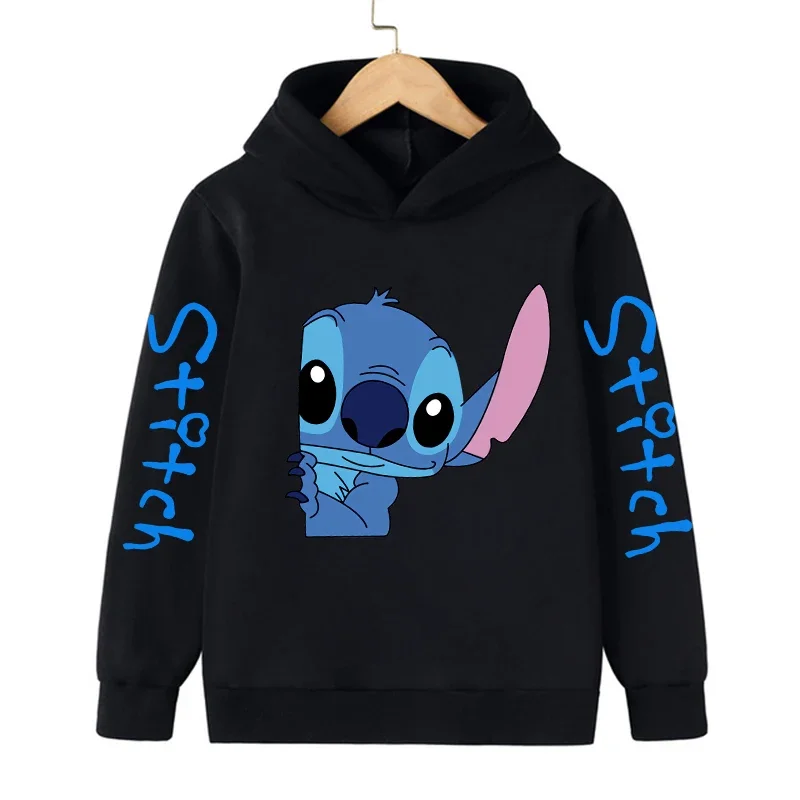 Color: Red, Size: 25cm - New in Cool Stitch Hoodie Children Cartoon Clothes Kid Girl Boy Lilo and Stitch Sweatshirt Manga Hoody Baby Casual Top