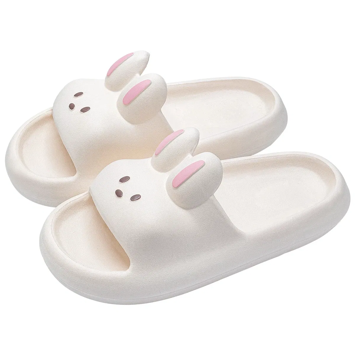 Color: WHITE, Shoe Size: 40 - Pillow Rabbit Slippers for Women and Men | House Slides Shower Sandals | Extremely Comfy | Cushioned Thick Sole