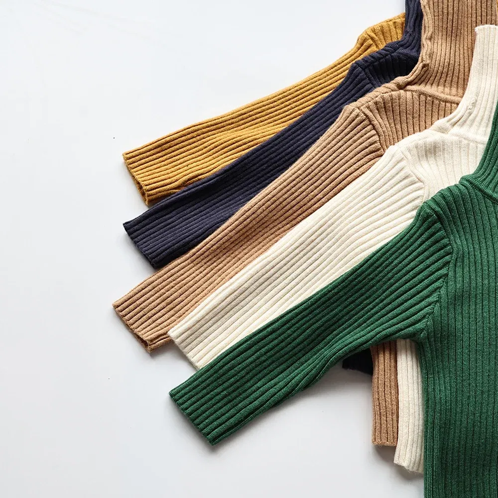 Color: Blue, Kid Size: 5 - MILANCEL Autumn Soft Tight Unisex Kids Knitwear Sweaters Solid Multi Color Girls Sweater Brief Boys Pullover Turtleneck Outwear