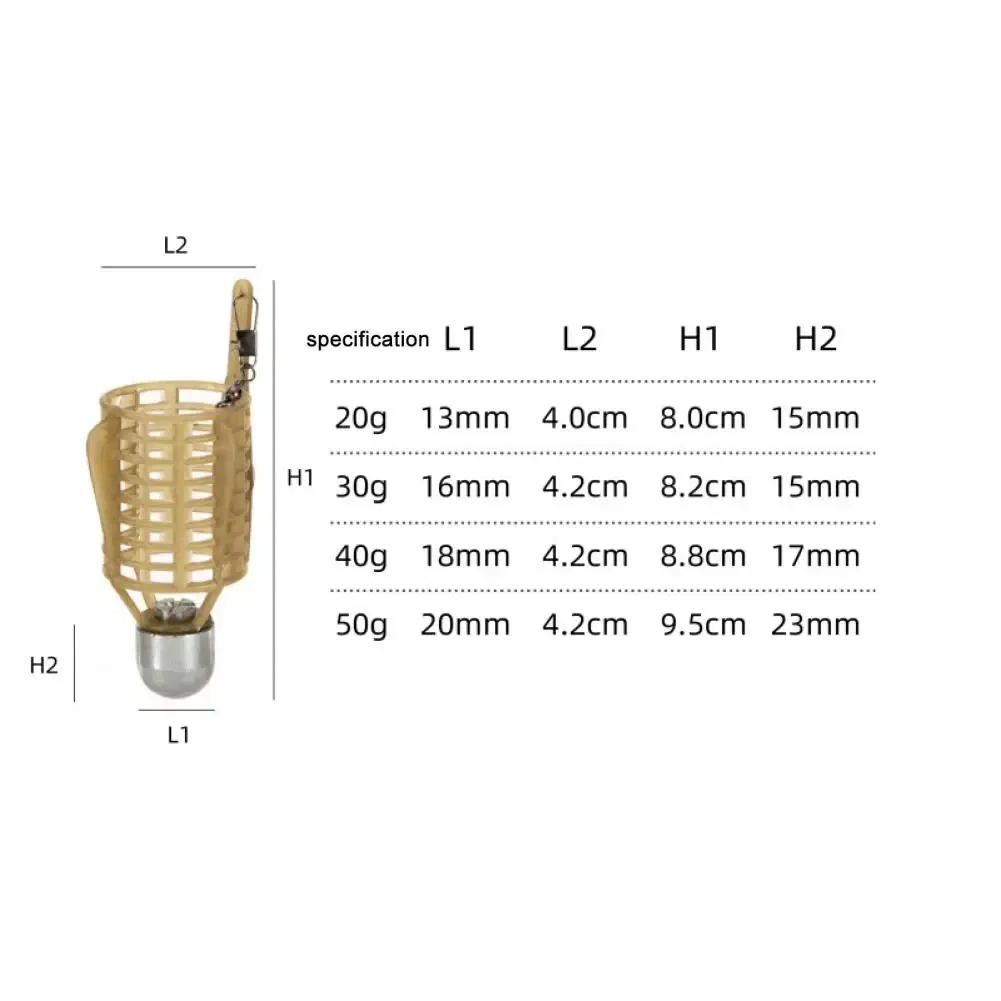 Color: Golden - 20/30/40/50g Outdoor Fishing Feeder Bait Cage Lure Holder Sinker Basket Feeder Bait Basket