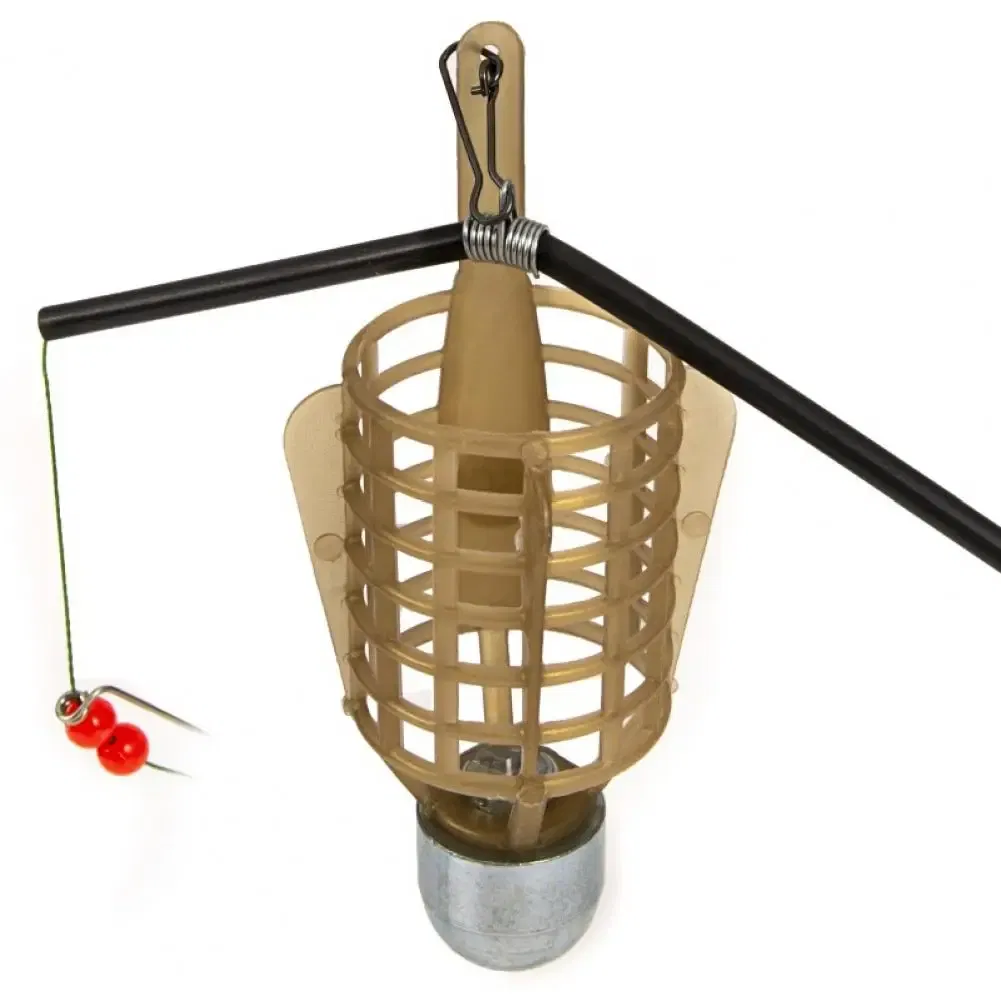 Color: Golden - 20/30/40/50g Outdoor Fishing Feeder Bait Cage Lure Holder Sinker Basket Feeder Bait Basket