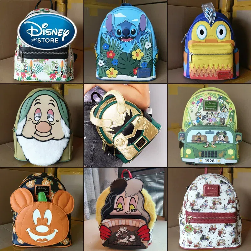 Color: light brown - Disney Tinker Bell Women Double Strap Shoulder Bag Purse Cute Disney Princess Belle PU Leather Mickey Ariel Backpack