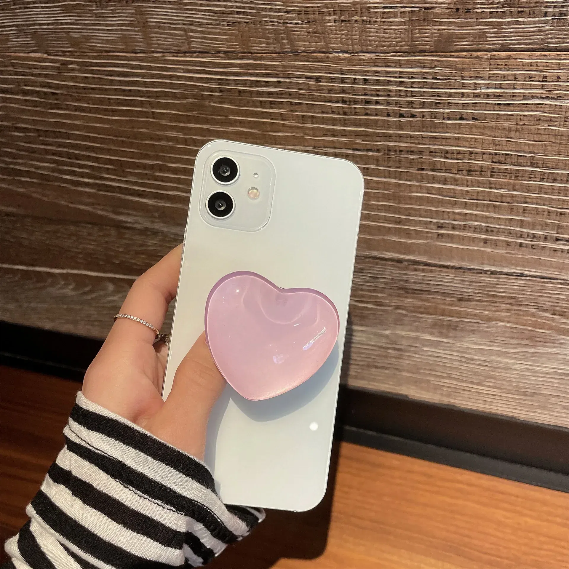 Color: GRAY - Phone Holder Popular Socket Griptok Finger Grip Bracket Stand Love Heart Ins Style Cute Poping Pink White Cellphone Accessory