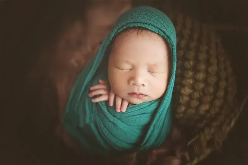 Color: Gold - Newborn Photography Props Wrap Baby Blanket Soft Stretchable Cotton Swaddling Photography Backdrop Babies Accessories