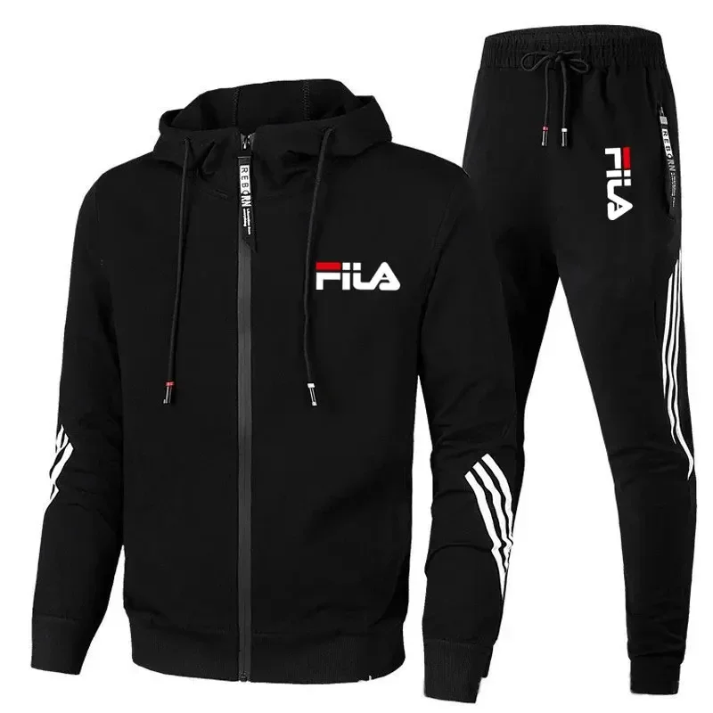 Color: Orange, Size: XL, - Men's spring and Fall outdoor zipper jacket + sweatpants jogging set Casual basketball fitness two-piece set