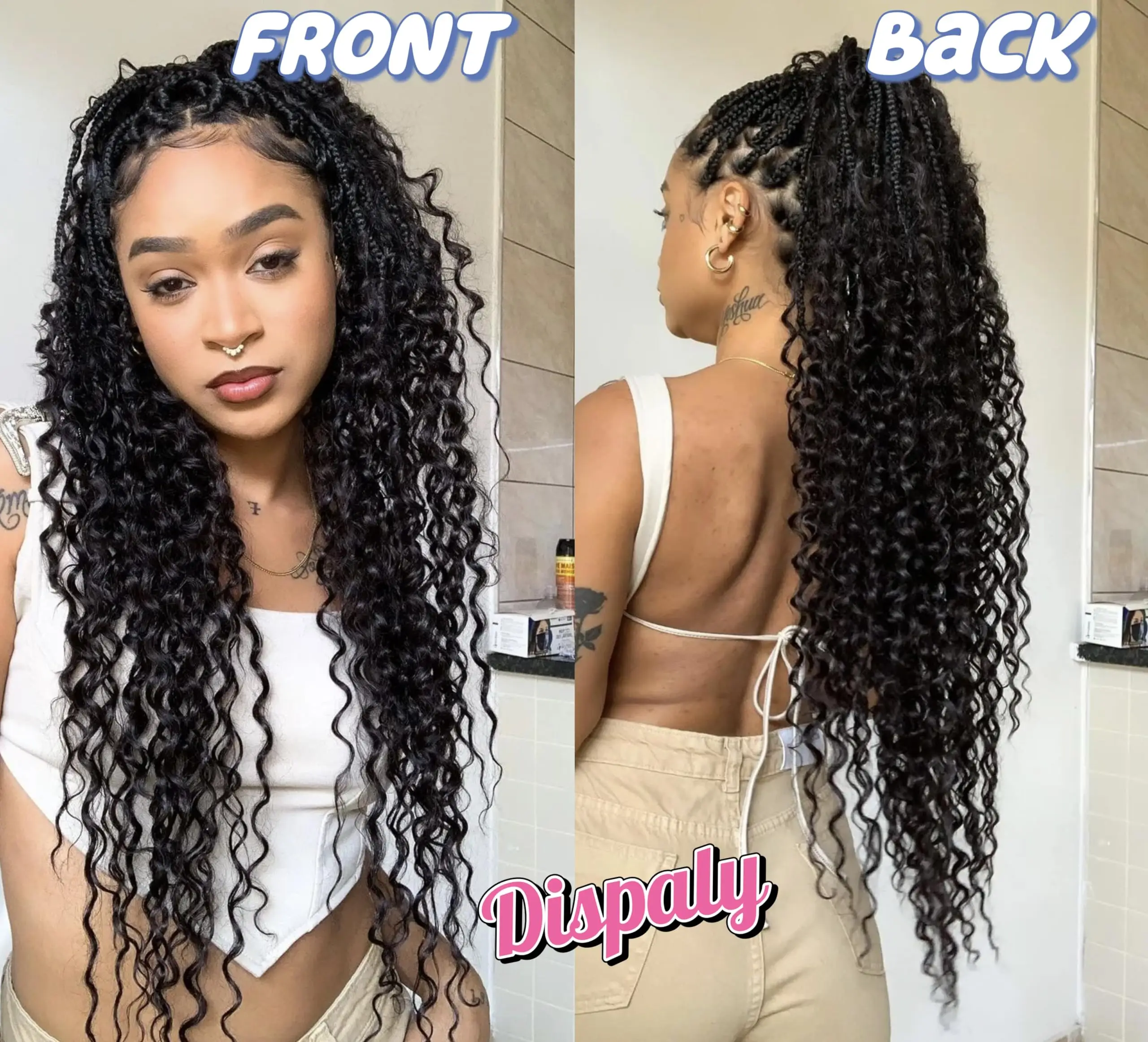 Color: Natural Color, Material Grade: virgin hair, Stretched Length: 16inches, Bulk Buy: 6pcs/lot - Bulk hair braiding Water Wave Bulk 18 inch human hair Boho braids with for knotless box or curly loose wave