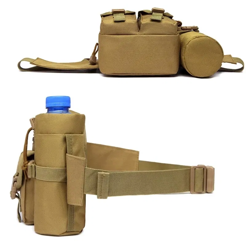 Color: black - 2024 New Waist Pack Tactical Nylon Hiking Water Bottle Phone Bag Outdoor Sports Hunting Climbing Camp Belt Bag