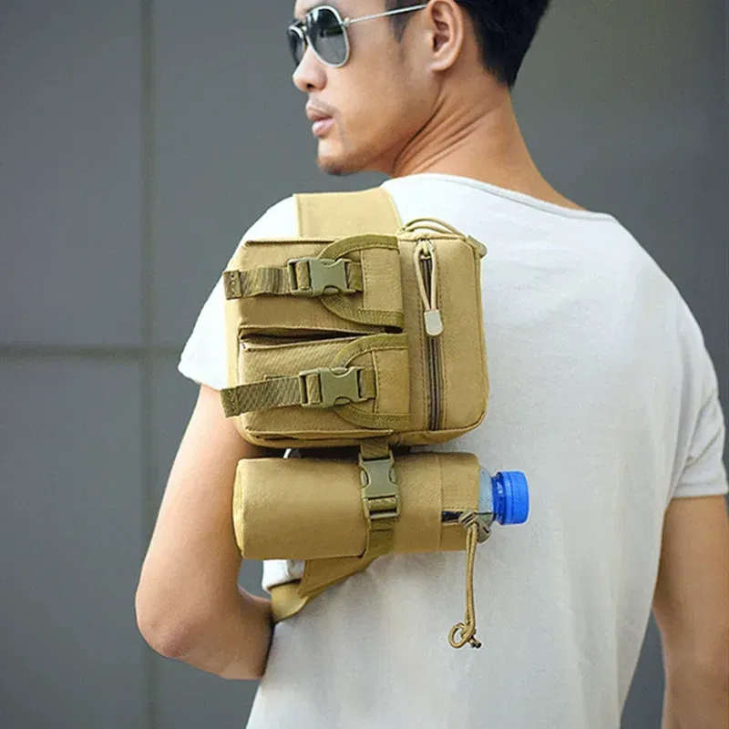 Color: black - 2024 New Waist Pack Tactical Nylon Hiking Water Bottle Phone Bag Outdoor Sports Hunting Climbing Camp Belt Bag