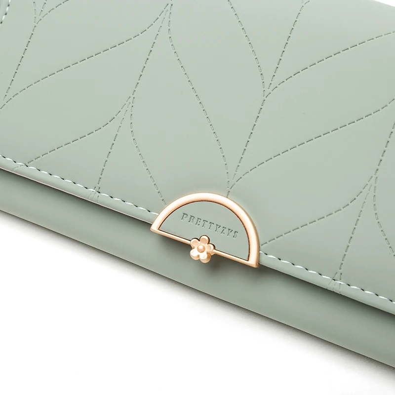 Color: black - 2023 spring new women's long purse Japanese and South Korea small fresh plaid buckle folding hold bag large capacity women's mul