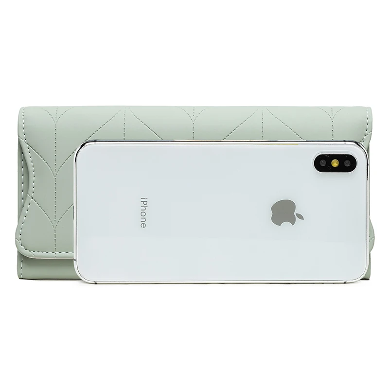 Color: black - 2023 spring new women's long purse Japanese and South Korea small fresh plaid buckle folding hold bag large capacity women's mul