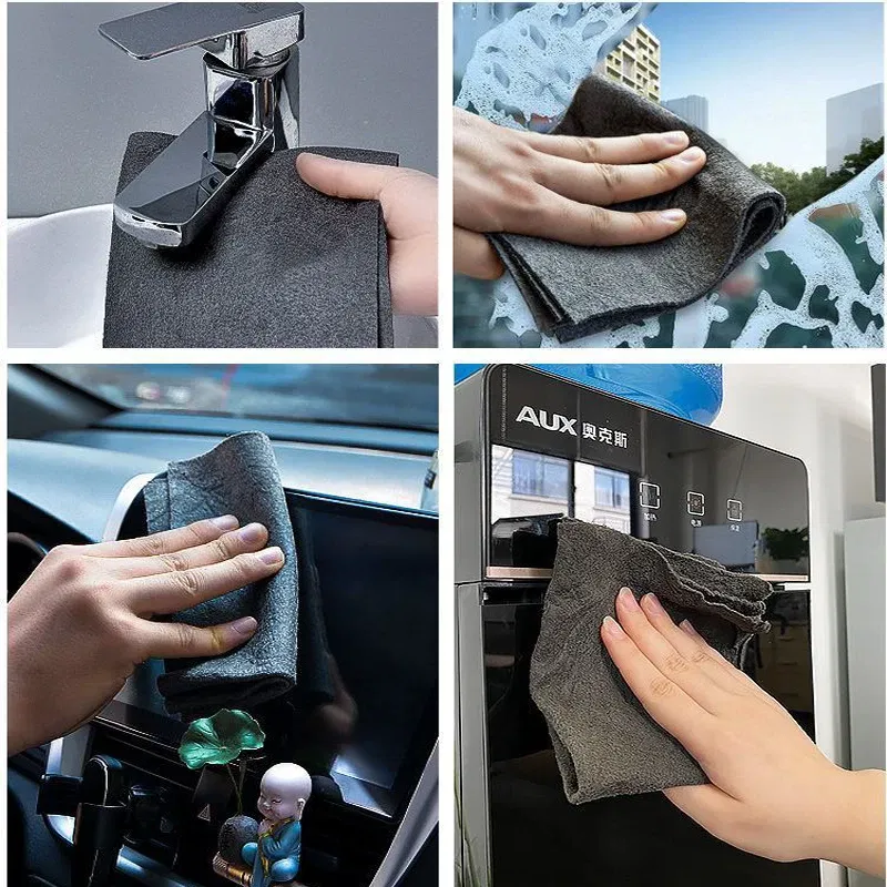 Color: Blue, Specification: 2pcs, Ships From: CHINA - New Thickened Magic Cleaning Cloth Microfiber Glass Clean Towel Reusable Washable Lint-free Cleaning Rags for Kitchen Glass Car