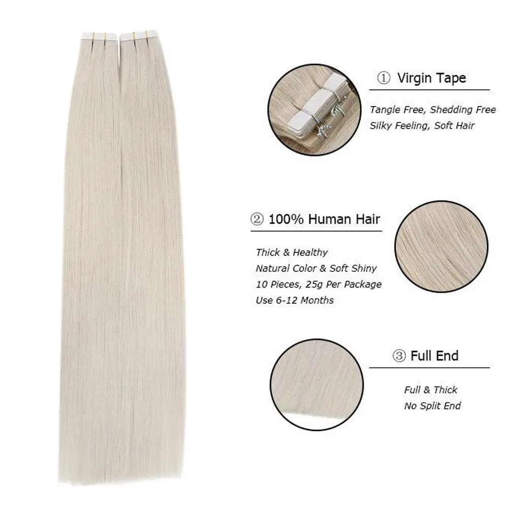 Color: P4/8/18, Items per Package: 40 pcs, Length: 22 inches, Life Span: 12 months - [Last 12 Months] Ugeat Tape in Hair Extensions Virgin Human Hair 10A Grade Tape in Extensions  Human Hair
