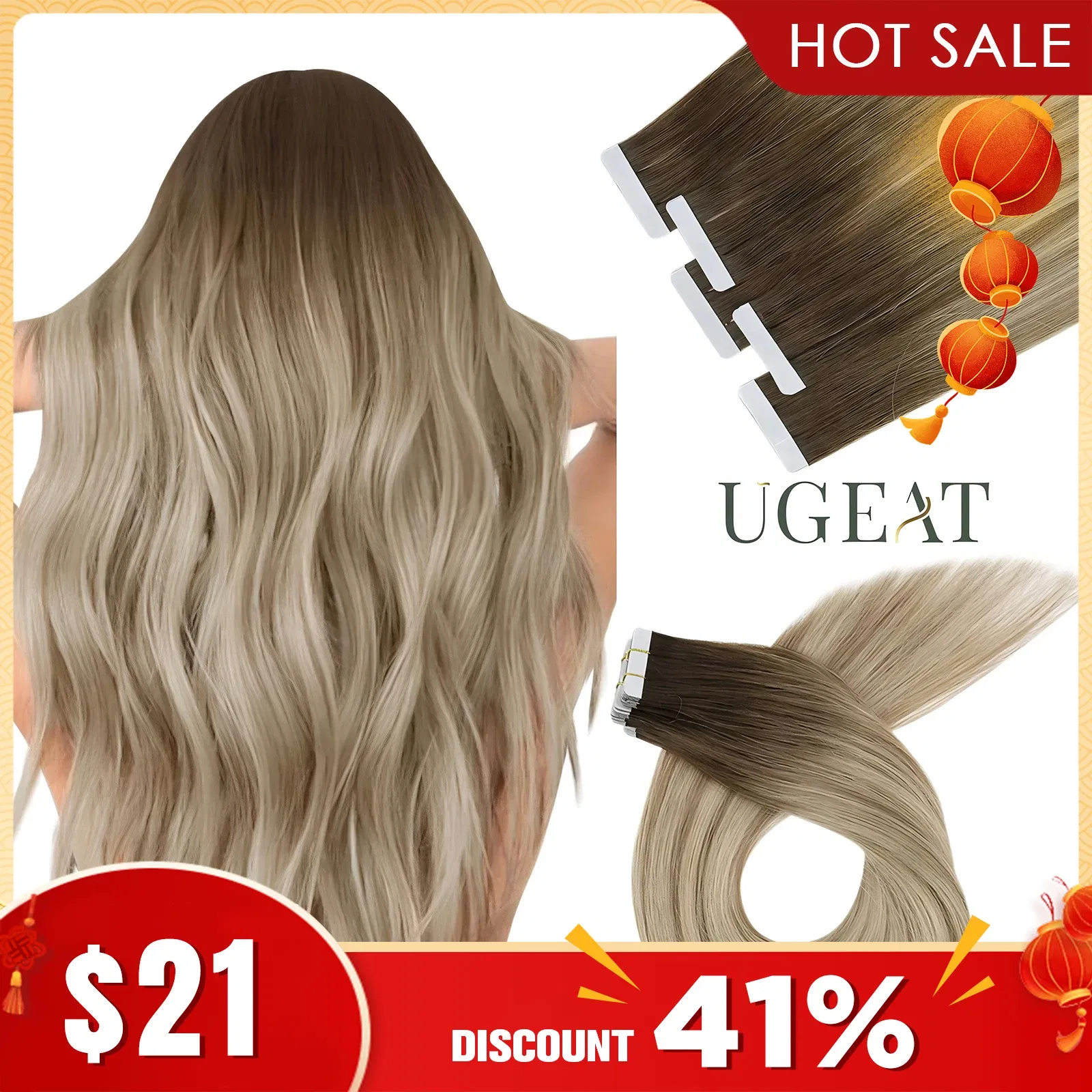 Color: P4/8/18, Items per Package: 40 pcs, Length: 22 inches, Life Span: 12 months - [Last 12 Months] Ugeat Tape in Hair Extensions Virgin Human Hair 10A Grade Tape in Extensions  Human Hair