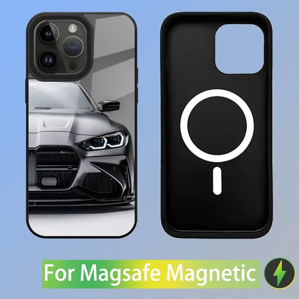 Color: Clear, Material: PU - Cool Sport Car B-BMW Phone Case For iPhone 16,15,14,13,12,11,Plus,Pro,Max Mini Magsafe Magnetic Wireless Charging