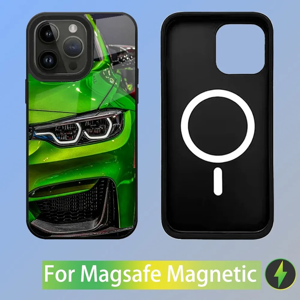 Color: Clear, Material: PU - Cool Sport Car B-BMW Phone Case For iPhone 16,15,14,13,12,11,Plus,Pro,Max Mini Magsafe Magnetic Wireless Charging