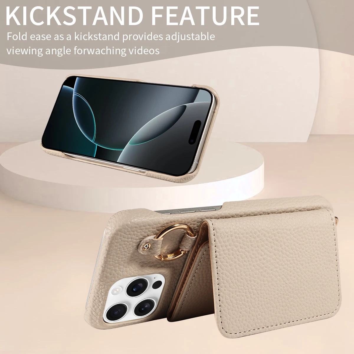 Color: Gold, Bundle: Case & Strap, Material: Artificial Leather, Compatibility by Model: iPhone 14 Pro - For IPhone16 15 Pro Max 14 13 12 Series PU Leather Magsafe Magnetic Wireless Charging Shockproof Crossbody Wallet Phone Case