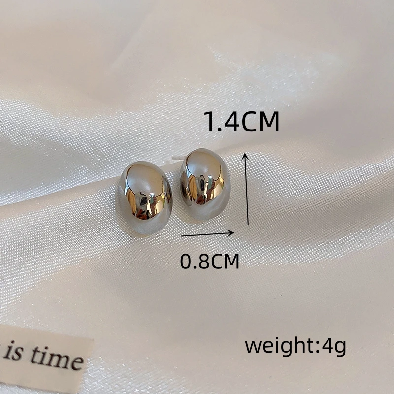 Metal Color: Gold-color - New Metal Geometry Bean Gold Silver Color Stud Earring for Women Female Sweet Jewelry Wedding Christmas Gift