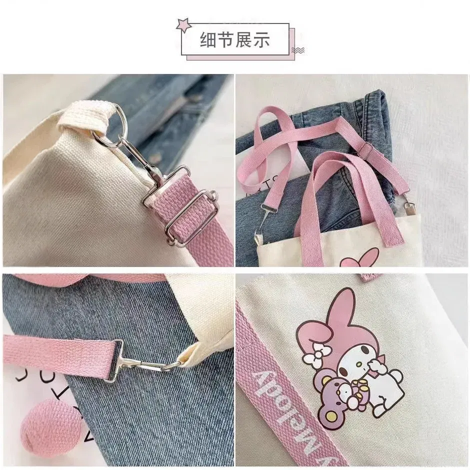 Color: Blue - Sanrio Hello Kitty Kuromi Canvas Shoulder Bag Kawaii Anime Print Lightweight Crossbody Purse for Girl