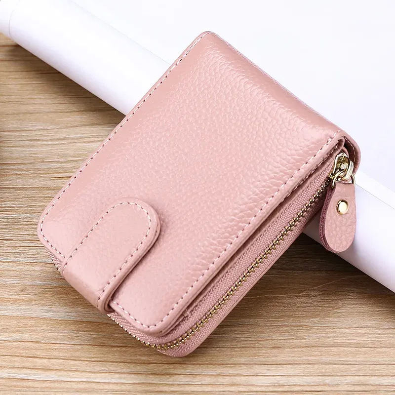 Color: Pink, Ships From: CHINA - Genuine Leather Driver's License ID Card Holder Wallet Male and Female Credit Card Bag Large Capacity Card Case ID Bag