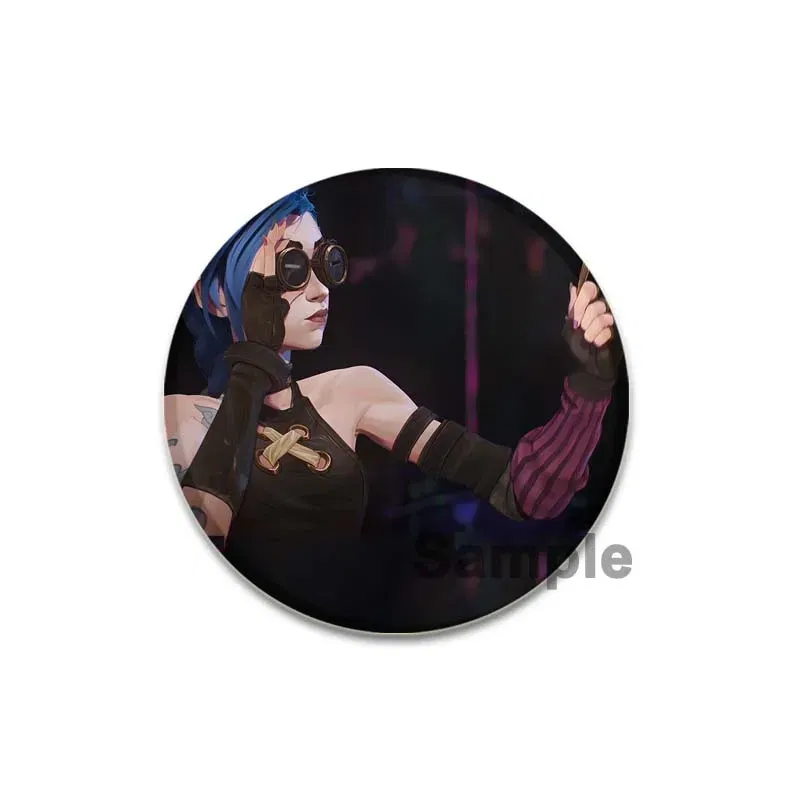 Color: Creamy White, Size: S - 32/44/58mm  Anime Round Pins Cartoon Character Arcane Badge Role Play Handmade Tinplate Brooches for Clothes Backpack Decoration