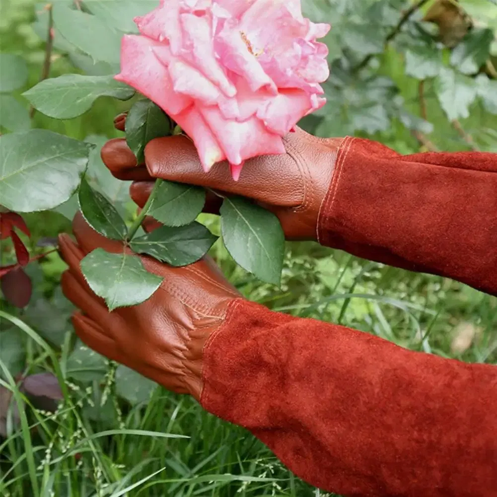 Color: WHITE, Size: L - Pruning Garden Gloves Anti-scratch Faux Leather Protective Gloves Reusable Fruit Picking Shrub Pruning Trimming Hand Protector
