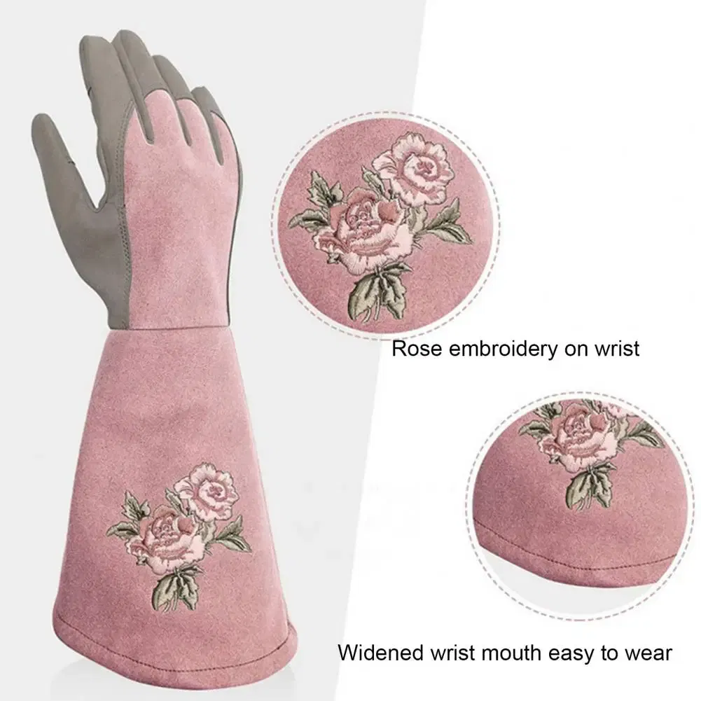 Color: WHITE, Size: L - Pruning Garden Gloves Anti-scratch Faux Leather Protective Gloves Reusable Fruit Picking Shrub Pruning Trimming Hand Protector