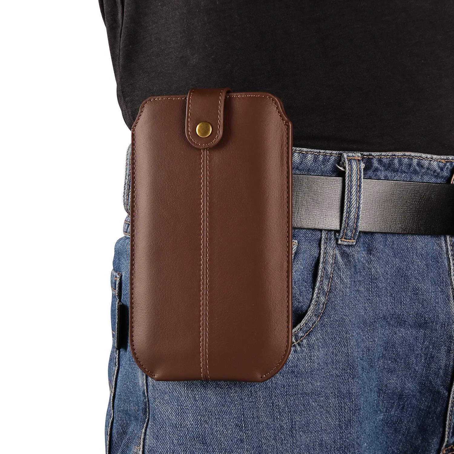 Color: black, Material: ABS - Real Genuine Leather Mobile Phone Pouch Belt Clip Case For Samsung Galaxy S24 S23 FE S22 A53 A54 A55 Men Waist Bag Holster Cover